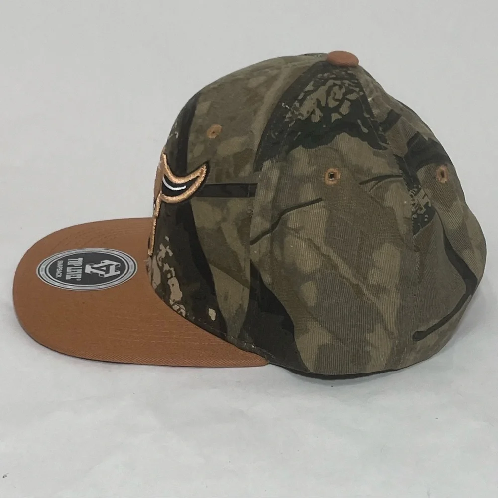 Top Level Bullhead Longhorn SnapBack‎ Cap Camo Embroidered Flat Bill